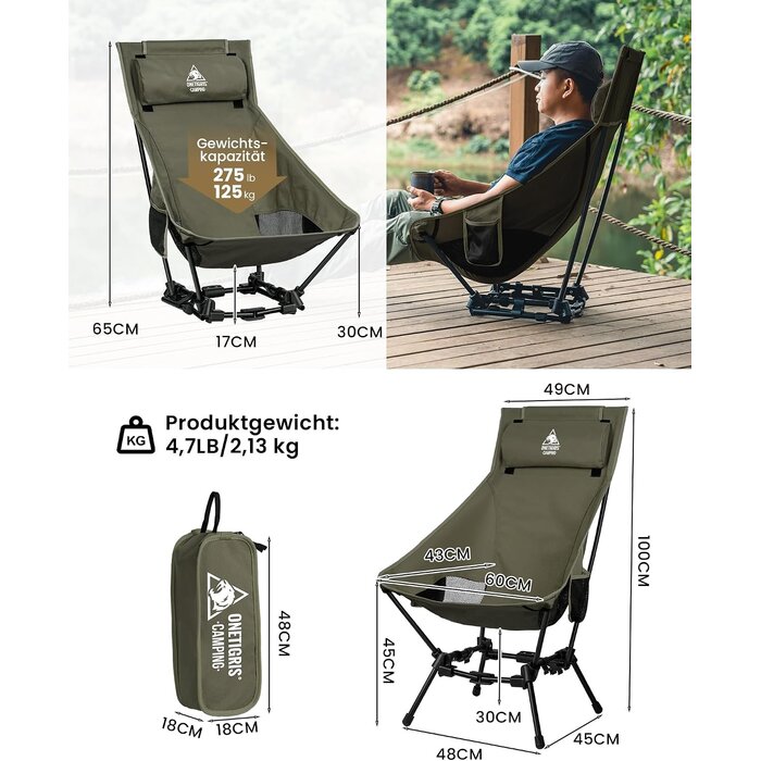 Chaise de camping pliante haut dossier - Jusqu'à 29% de réduction