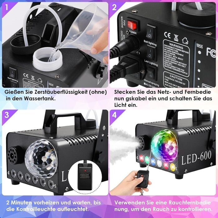 Machine à fumée 600W avec effets disco LED - Jusqu'à 29% de réduction