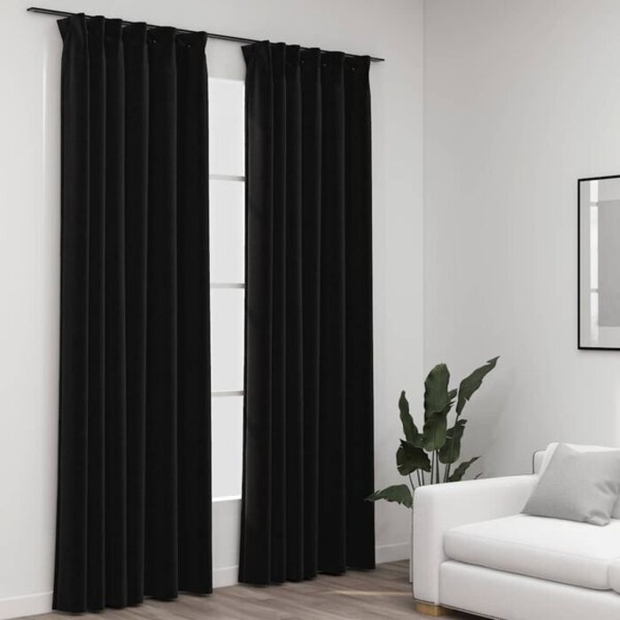 Vidaxl Rideaux occultants aspect lin anthracite 140x225cm - Jusqu'à -27%