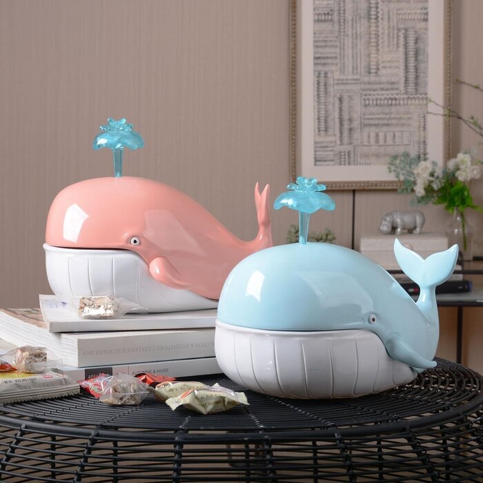 Bocal décoratif Baleine en résine bleu 23 cm - Jusqu'à 29% de remise