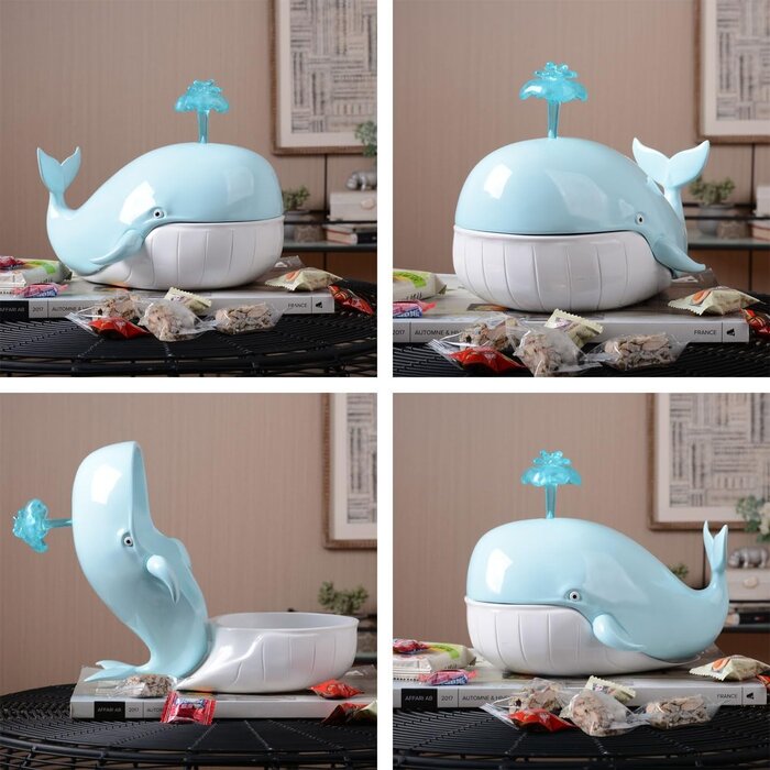 Bocal décoratif Baleine en résine bleu 23 cm - Jusqu'à 29% de remise