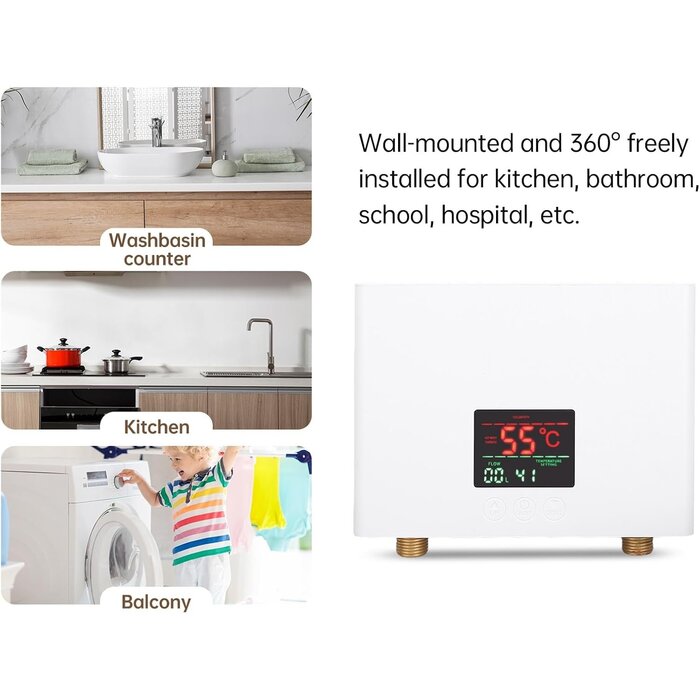Chauffe-eau électrique instantané 5500W - Écran tactile - Jusqu'à -29%