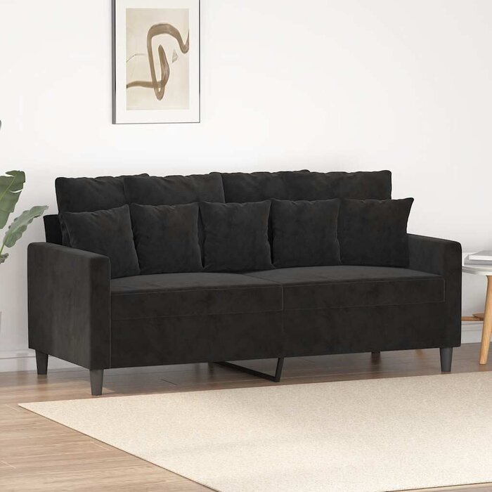 Vidaxl Canapé deux places en velours noir - Design élégant - Jusqu'à 35% de remise