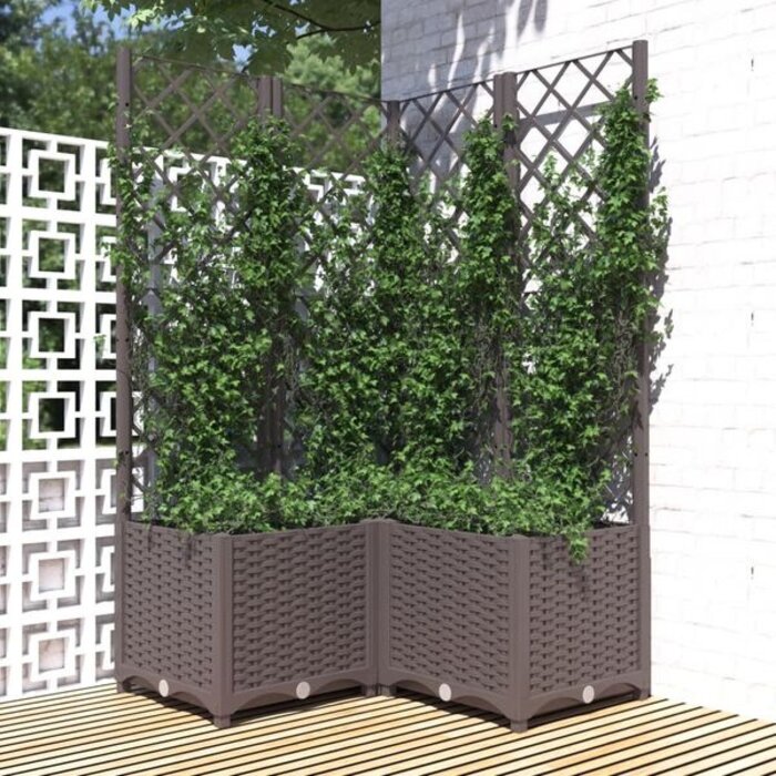 Vidaxl Jardinière avec treillis 80x80x136 cm - Marron - Jusqu'à -29%