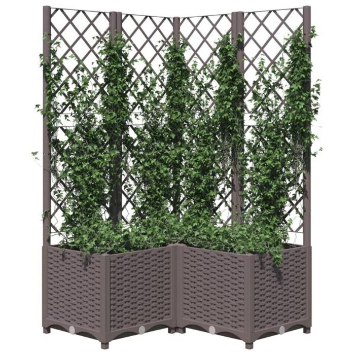 Vidaxl Jardinière avec treillis 80x80x136 cm - Marron - Jusqu'à -29%