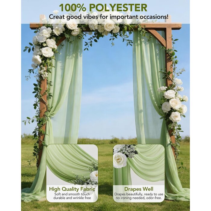 Lot de 2 rideaux mousseline vert sauge 75x600cm - Jusqu'à -26%