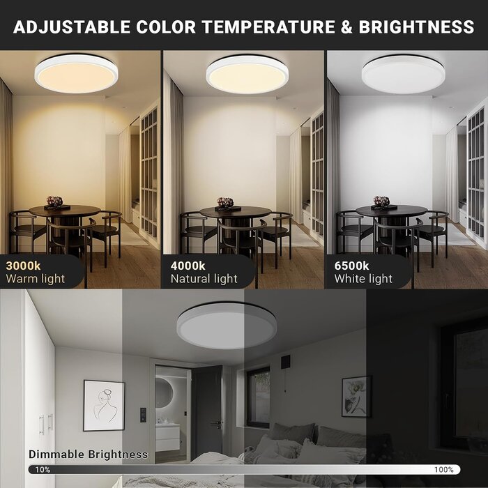 Plafonnier LED RGB 24W Ø30cm - Dimmable et étanche - Jusqu'à -28%