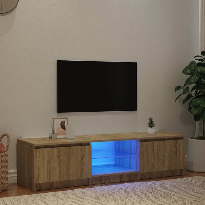 Vidaxl Meuble TV LED 140 cm Chêne Fumé - Jusqu'à -29% sur votre équipement