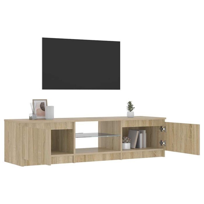 Vidaxl Meuble TV LED 140 cm Chêne Fumé - Jusqu'à -29% sur votre équipement