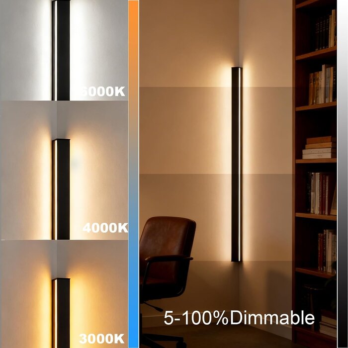 Applique LED linéaire 120cm noire dimmable - Jusqu'à -29% sur l'outlet