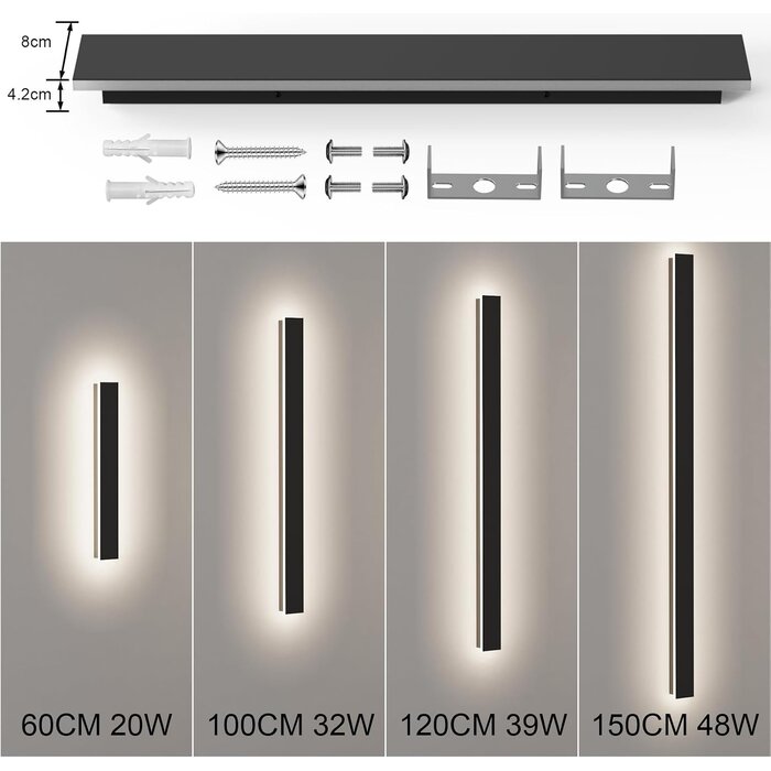 Applique murale LED linéaire 120 cm - Noir - Jusqu'à -29% de réduction