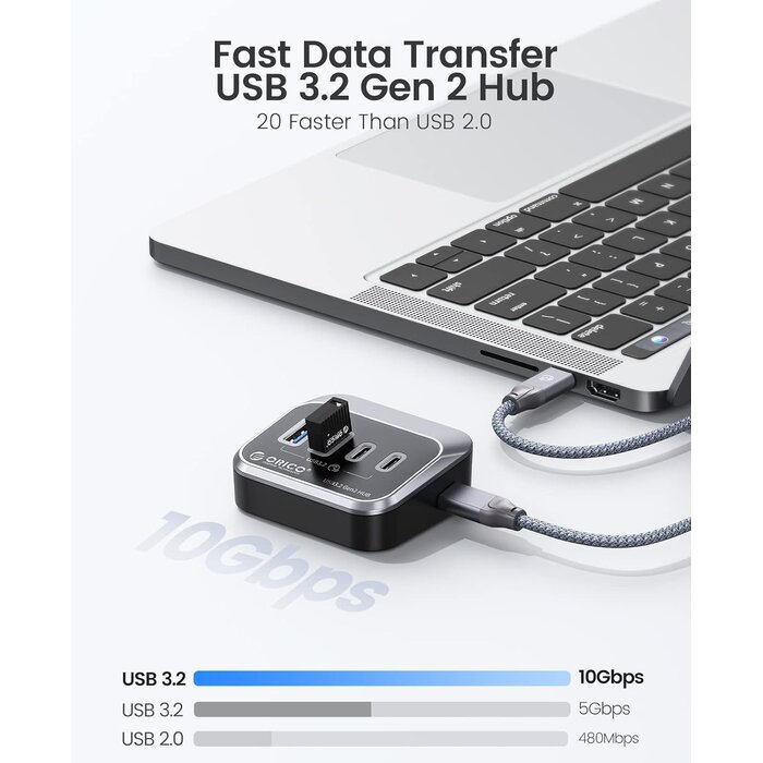 Hub USB 3.2 Gen2 10 Gbit/s - 4 ports (2x USB-C, 2x USB-A) - Jusqu'à -33%