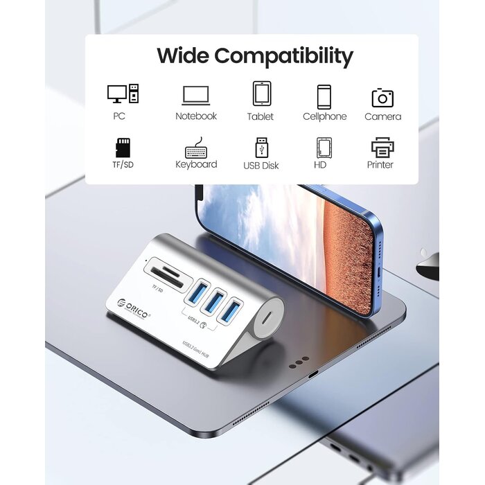Hub USB-C Aluminium 3 ports + SD/TF - Jusqu'à 32% de remise