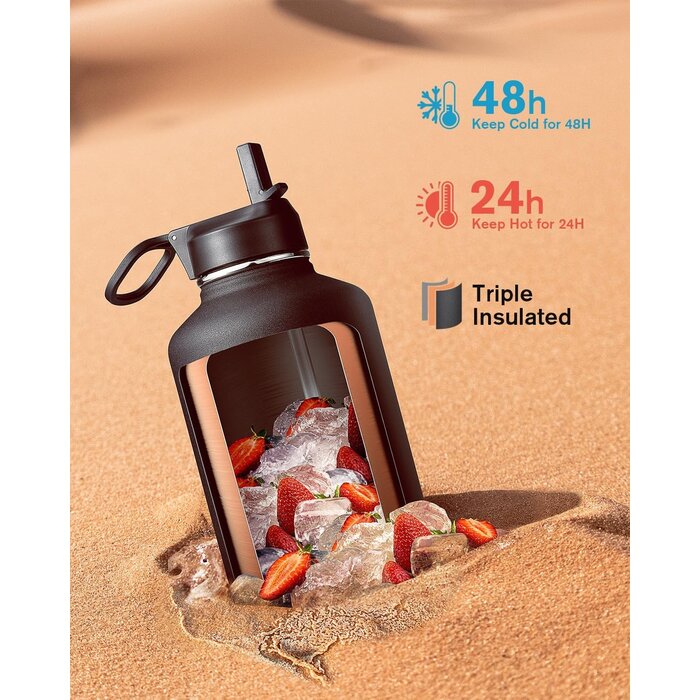 Bouteille isotherme 2L en acier inoxydable - Noir - Jusqu'à -32%