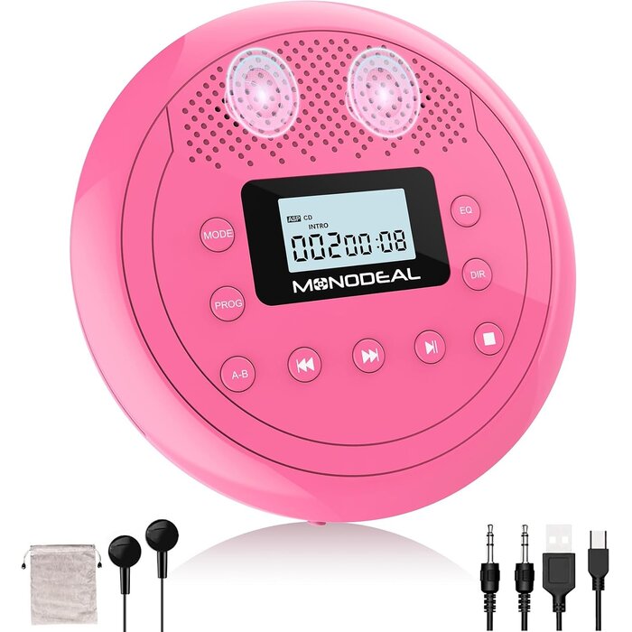 Lecteur CD Portable Rose - Rechargeable & Antichoc - Jusqu'à 27% de remise