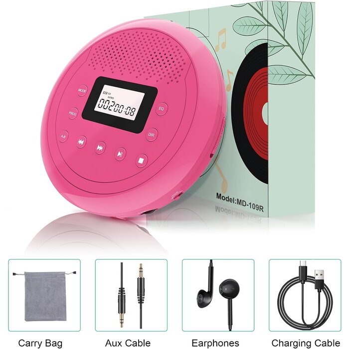 Lecteur CD Portable Rose - Rechargeable & Antichoc - Jusqu'à 27% de remise