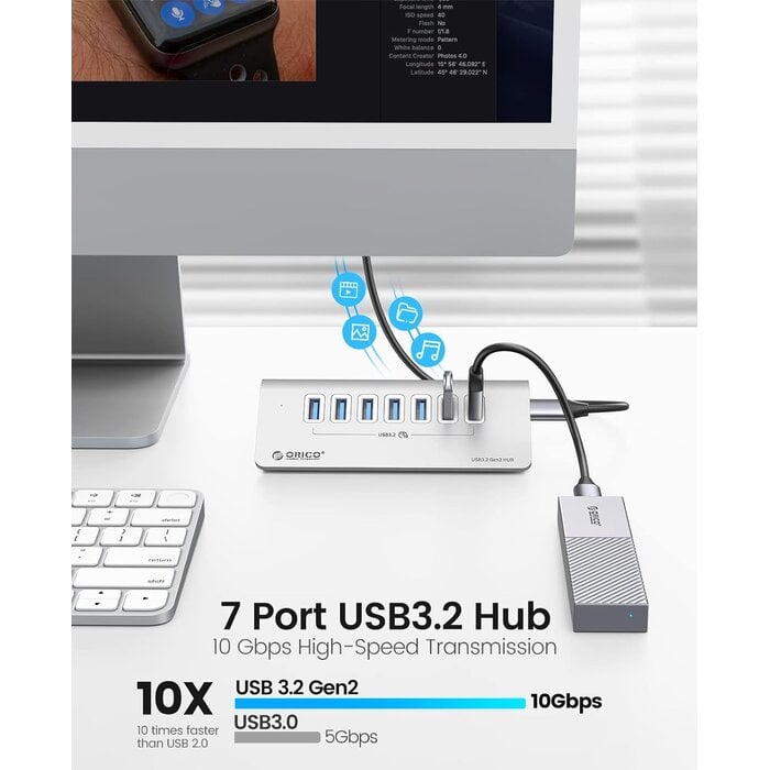 Hub USB 7-en-1 ultra-rapide 10 Gbit/s - Jusqu'à -33% de remise