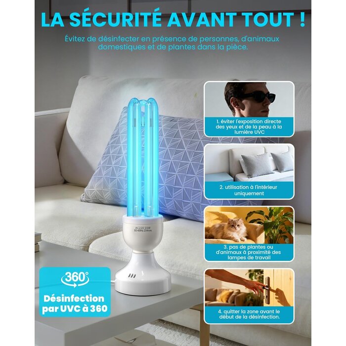 Lampe de désinfection UV-C 55W avec ozone - Jusqu'à 33% de remise