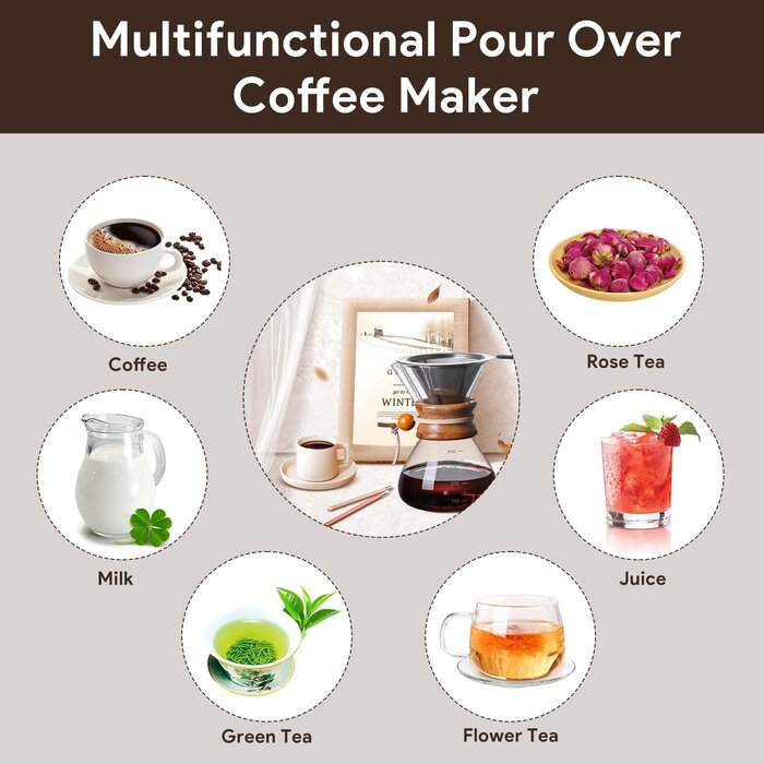 Cafetière Pour-Over 400 ml en verre - Jusqu'à 32% de remise