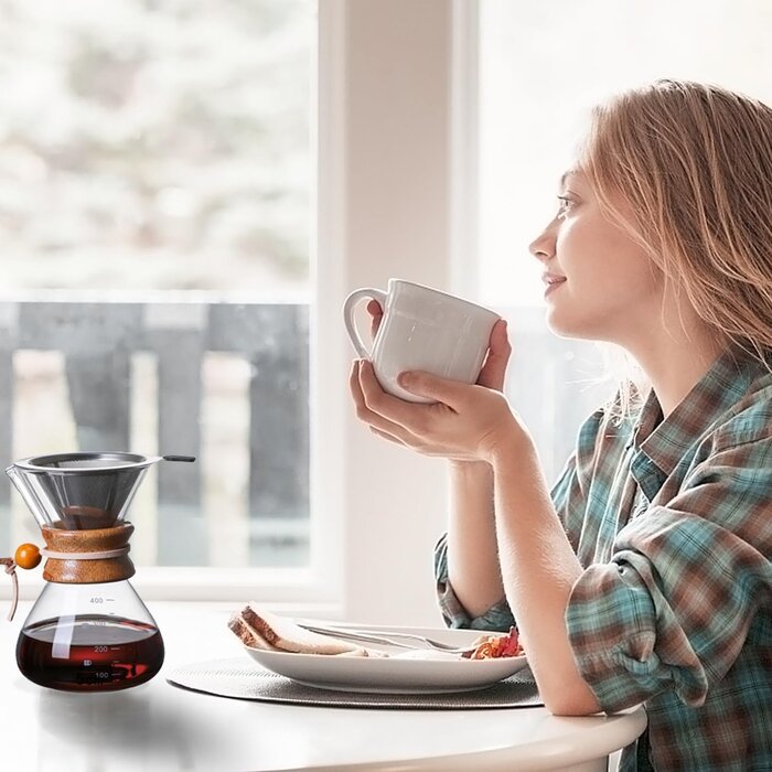 Cafetière Pour-Over 400 ml en verre - Jusqu'à 32% de remise