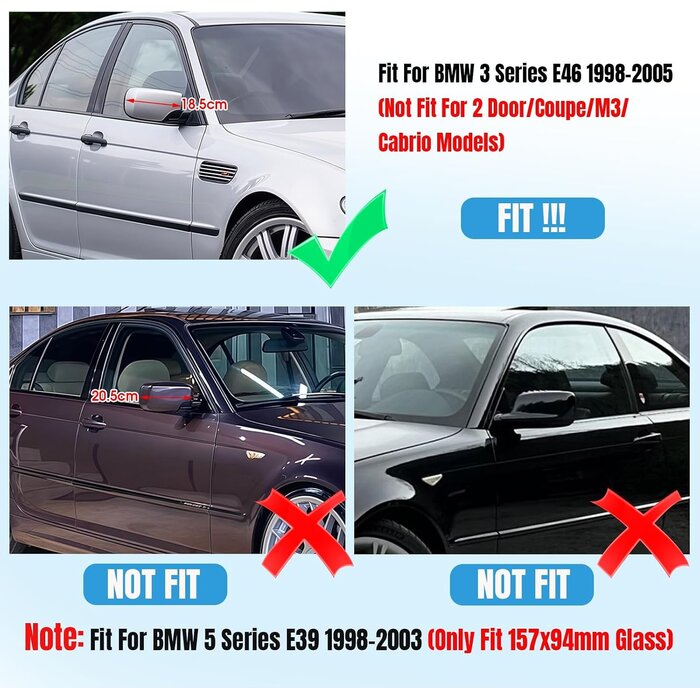 Coques de Rétroviseurs pour BMW E46 Noir Brillant - Jusqu'à -56%