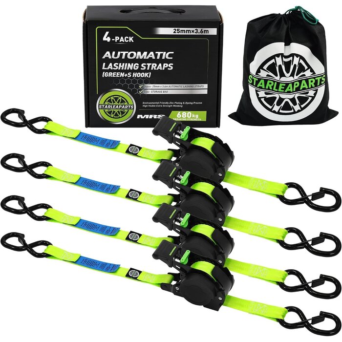Lot de 4 sangles à cliquet automatiques - Vert - Jusqu'à -29% de réduction