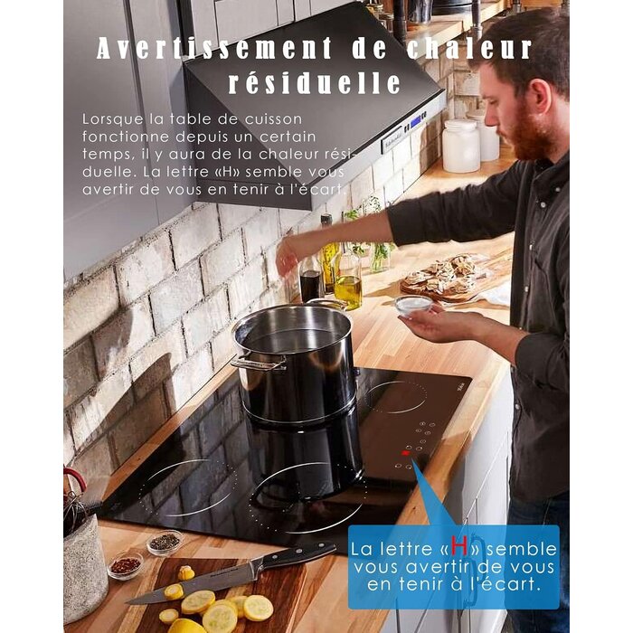 Plaque vitrocéramique 4 foyers 6000W - Jusqu'à 35% de remise
