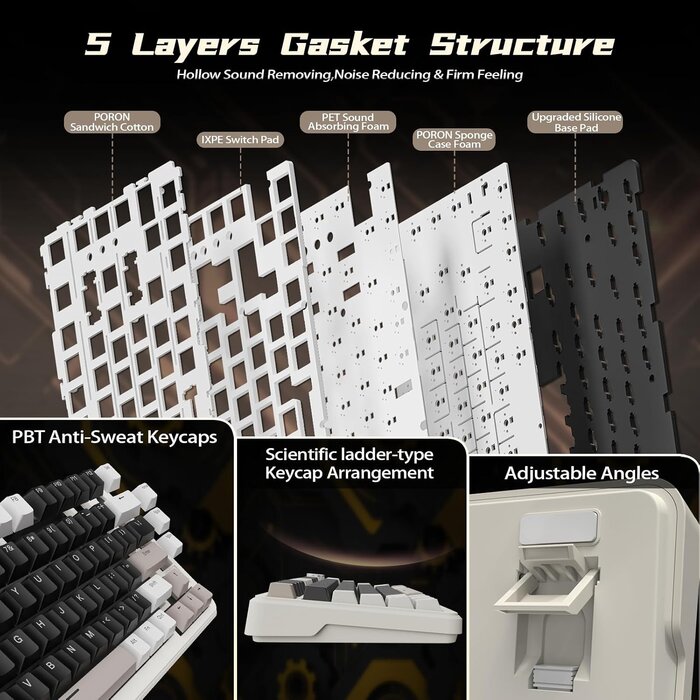 Clavier mécanique gaming 75% sans fil avec écran TFT - Jusqu'à -29% en Outlet