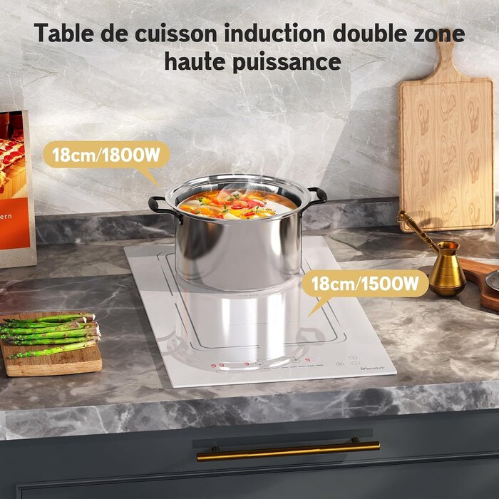 Plaque Induction 30 cm 2 Zones - Blanche - Jusqu'à -34% sur le prix neuf