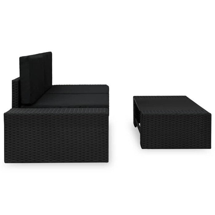 Vidaxl Salon de jardin 3 pièces en rotin noir - Jusqu'à 35% de remise
