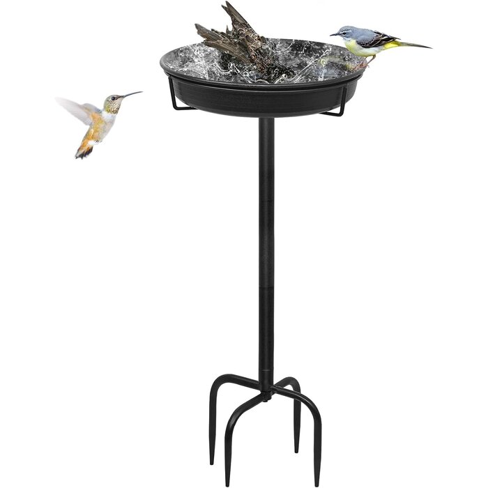 Bain d'oiseaux sur pied 70 cm - Métal noir - Jusqu'à -31%