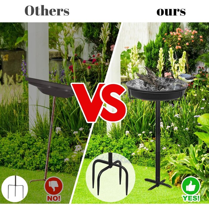Bain d'oiseaux sur pied 70 cm - Métal noir - Jusqu'à -31%