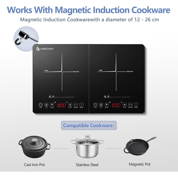 Plaque de cuisson induction double 3500W - Jusqu'à -35% sur votre cuisine