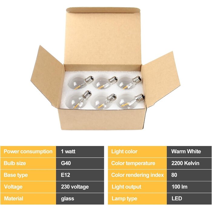 Lot de 25 ampoules LED G40 E12 1W - Jusqu'à 31% de réduction