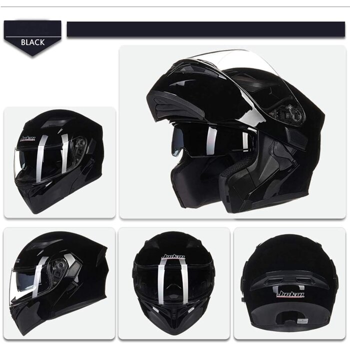 Casque Moto Modulable XXL - Noir Brillant - Jusqu'à 29% de réduction
