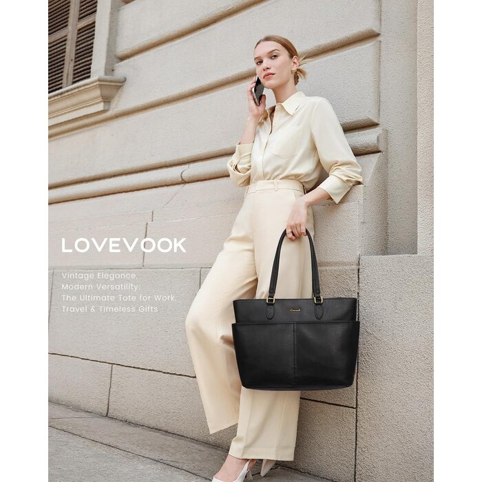 Sac ordinateur femme en cuir vegan - 11 compartiments - Jusqu'à -33%