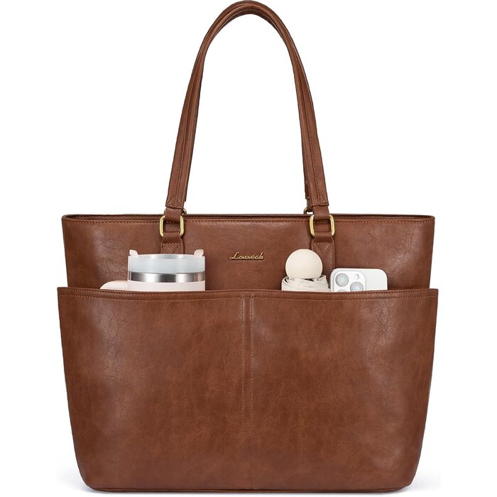 Sac ordinateur femme en cuir vegan - 11 compartiments - Jusqu'à -33%