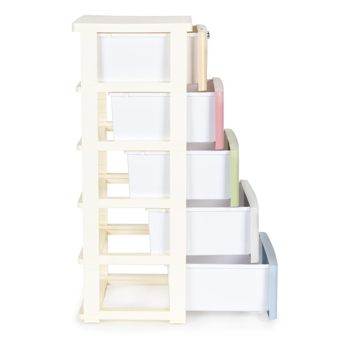 Ecotoys Meuble de rangement 5 tiroirs pastel - Jusqu'à -33% sur l'outlet