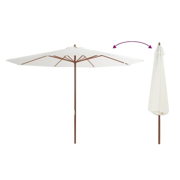 Vidaxl Parasol de jardin en bois 350 cm blanc sable - Jusqu'à -34%