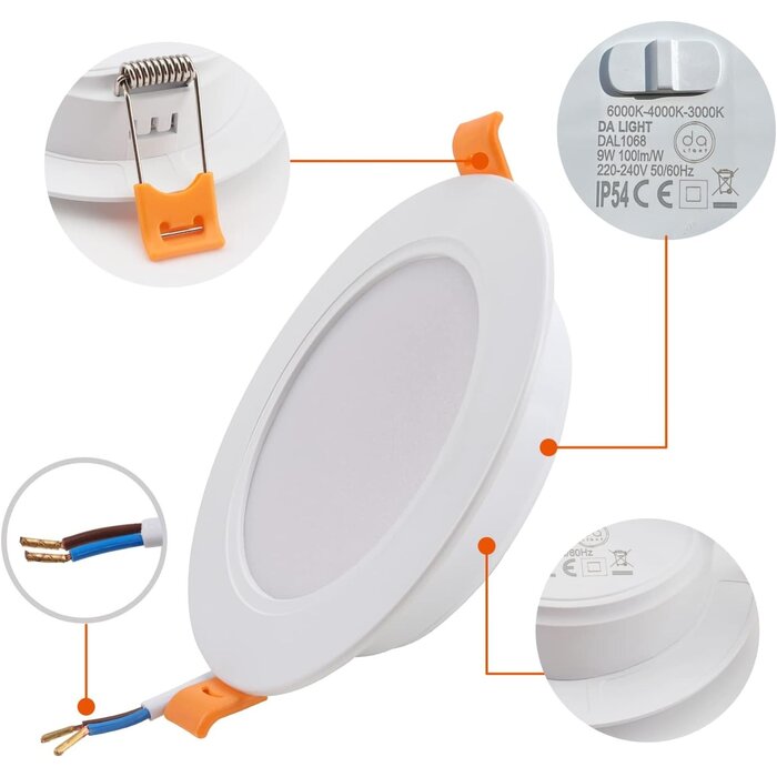 Lot de 6 spots LED encastrables IP54 - Éclairage modulable - Jusqu'à -27%