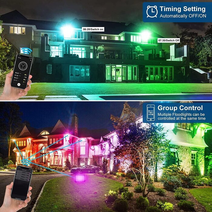 Lot de 4 Projecteurs LED RGB 100W Wi-Fi - Jusqu'à -30% sur l'Outlet