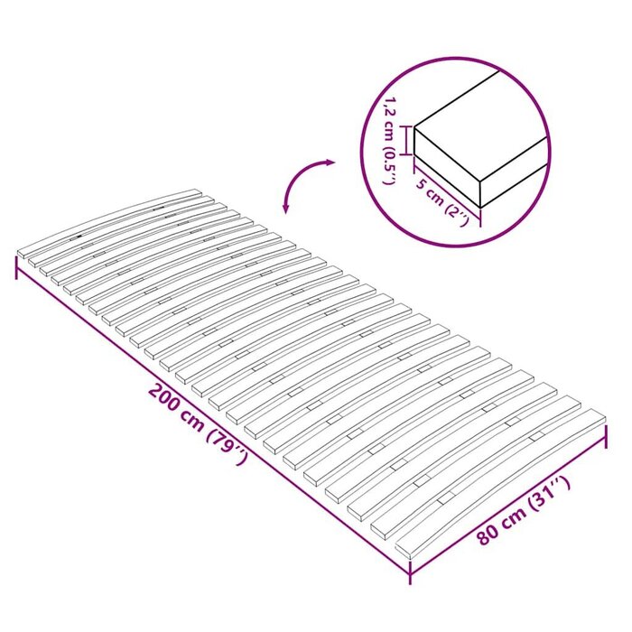 Vidaxl Sommier à lattes en peuplier 80x200 cm - Jusqu'à -32% de remise