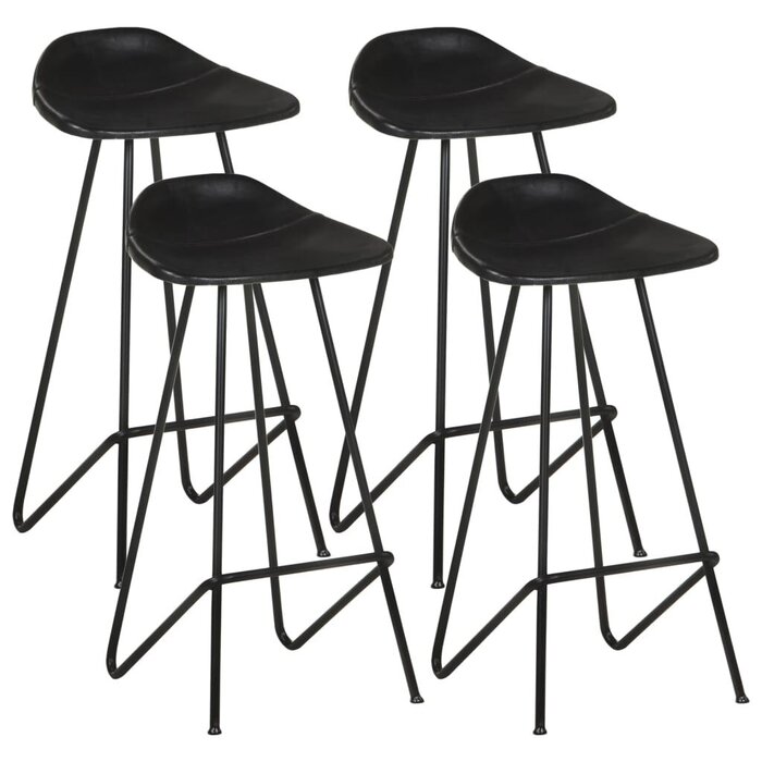 Vidaxl Lot de 4 tabourets de bar en cuir de chèvre noir - Jusqu'à 35% de remise