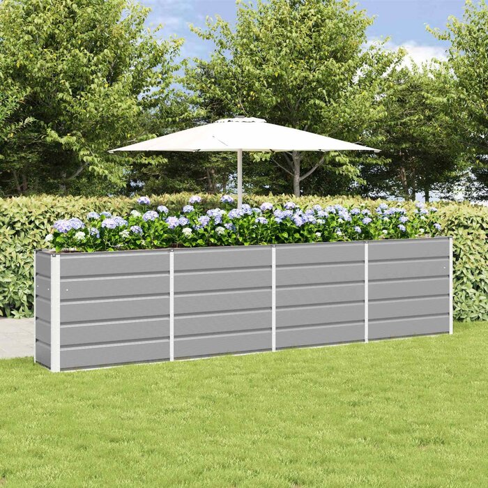 Vidaxl Jardinière sur pied en acier gris 160x40cm - Jusqu'à -34% sur le prix