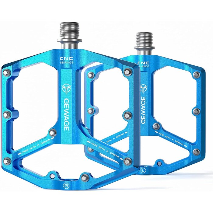 Pédales plates VTT et Route aluminium - Bleu - Jusqu'à -32%