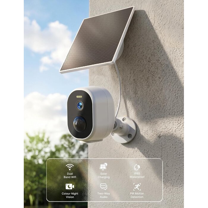 Caméra Solaire Wi-Fi 2K 4MP : Protection sans fil jusqu'à -33%