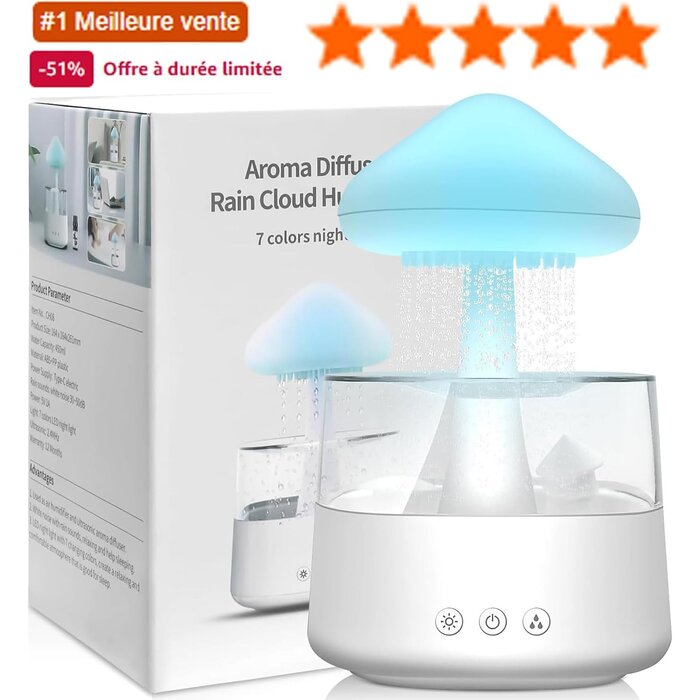 Humidificateur Nuage et Diffuseur d'Huiles Essentielles - Jusqu'à -28%