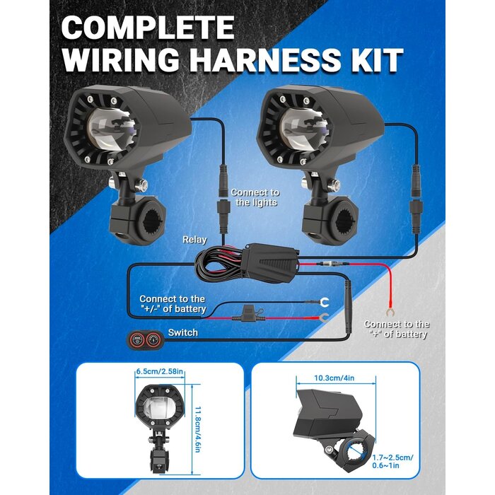Paire de projecteurs LED moto/SUV - 6 modes, 7800LM - Jusqu'à -35%