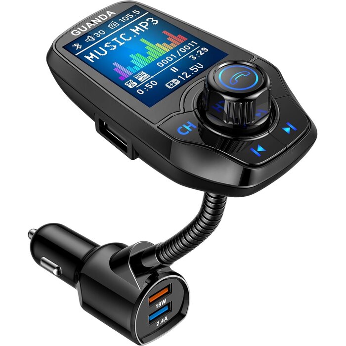 Transmetteur FM Bluetooth 4-en-1 avec écran 1,8" - Jusqu'à 33% de remise