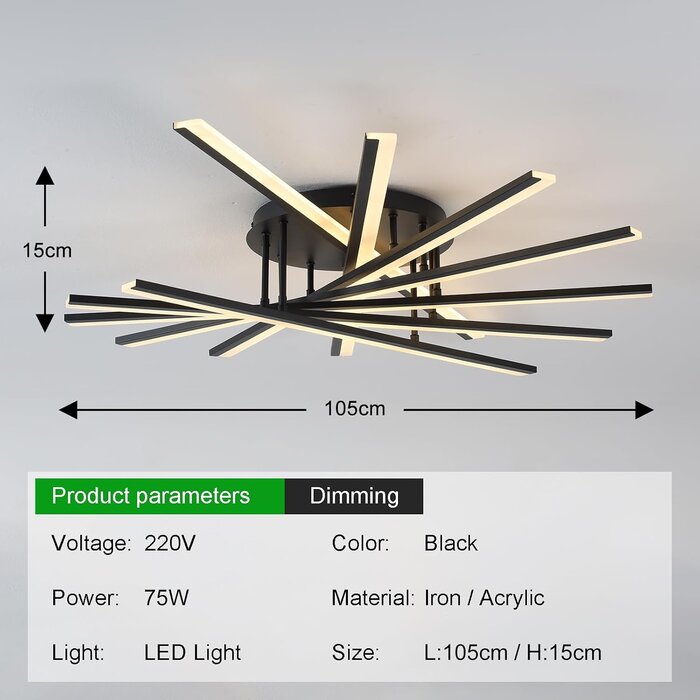 Plafonnier LED moderne 7 lumières dimmable - Jusqu'à -29% sur l'outlet